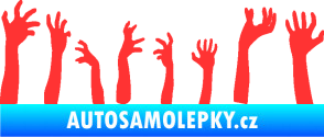 Samolepka Zombie 002 levá mrtví vylézají z hrobu světle červená