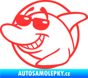 Samolepka Žralok 018 levá cool s brýlemi světle červená