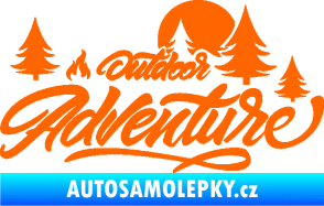 Samolepka Adventure outdoor nápis les,hory a táborák Fluorescentní oranžová