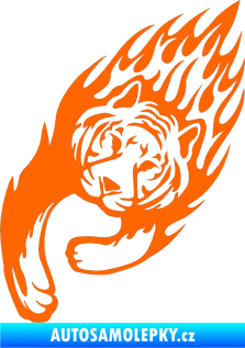 Samolepka Animal flames 015 levá tygr Fluorescentní oranžová