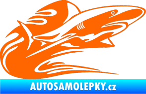 Samolepka Animal flames 037 pravá žralok Fluorescentní oranžová