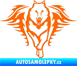 Samolepka Animal flames 039 pravá  vlk Fluorescentní oranžová