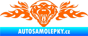 Samolepka Animal flames 058 levá vlk Fluorescentní oranžová