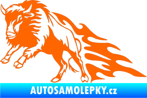 Samolepka Animal flames 089 levá býk Fluorescentní oranžová
