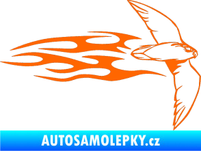 Samolepka Animal flames 095 pravá letící pták Fluorescentní oranžová