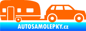 Samolepka Auto s karavanem 001 pravá cestovámí Fluorescentní oranžová