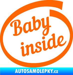 Samolepka Baby inside dítě v autě nápis Fluorescentní oranžová