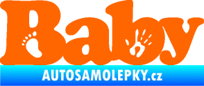 Samolepka Baby nápis otisk ručky a nožky Fluorescentní oranžová