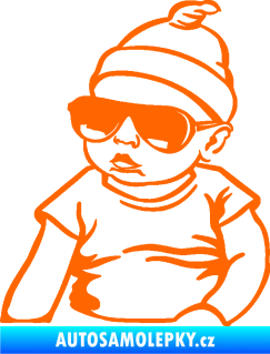 Samolepka Baby on board 003 levá miminko s brýlemi Fluorescentní oranžová