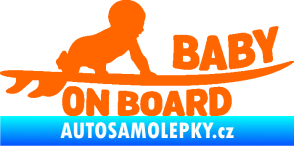 Samolepka Baby on board 010 pravá surfing Fluorescentní oranžová