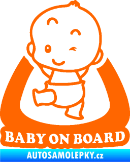 Samolepka Baby on board 011 levá s nápisem Fluorescentní oranžová