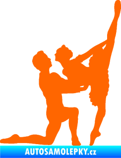Samolepka Balet 002 pravá taneční pár Fluorescentní oranžová