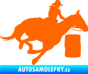 Samolepka Barrel racing 001 pravá cowgirl rodeo Fluorescentní oranžová