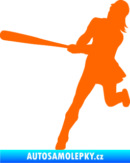 Samolepka Baseball 020 levá hráčka Fluorescentní oranžová