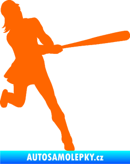Samolepka Baseball 020 pravá hráčka Fluorescentní oranžová