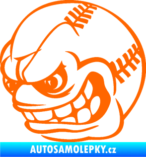 Samolepka Baseballový míček 001 levá s obličejem Fluorescentní oranžová