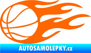 Samolepka Basketbalový míč 003 levá v plamenech  Fluorescentní oranžová