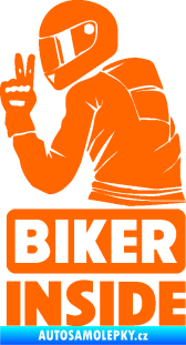 Samolepka Biker inside 003 levá motorkář Fluorescentní oranžová