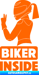 Samolepka Biker inside 004 levá motorkářka Fluorescentní oranžová