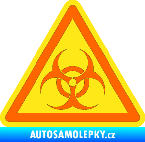 Samolepka Biohazard barevný trojúhelník Fluorescentní oranžová