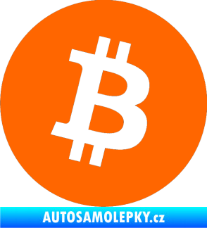 Samolepka Bitcoin 001 Fluorescentní oranžová