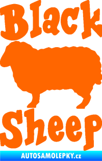 Samolepka Black sheep nápis s ovečkou Fluorescentní oranžová