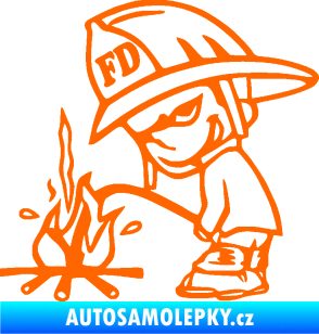Samolepka Boy čůrá 004 hasič levá Fluorescentní oranžová