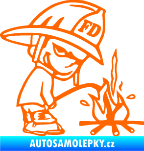 Samolepka Boy čůrá 004 hasič pravá Fluorescentní oranžová