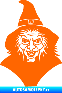Samolepka Čarodějnice 002 levá hlava s kloboukem Fluorescentní oranžová