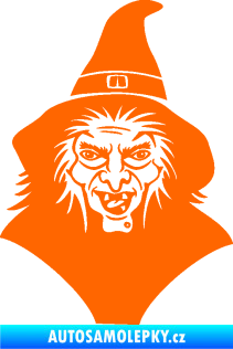 Samolepka Čarodějnice 002 pravá hlava s kloboukem Fluorescentní oranžová
