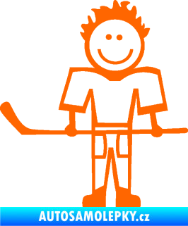 Samolepka Cartoon family kluk 002 levá hokejista Fluorescentní oranžová