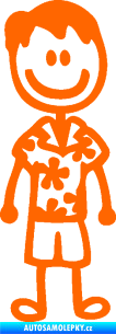 Samolepka Cartoon family táta Hawaii Fluorescentní oranžová