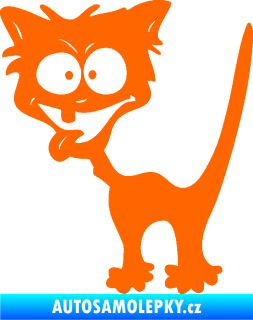 Samolepka Crazy cat levá bláznivá kočka Fluorescentní oranžová