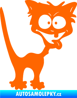 Samolepka Crazy cat pravá bláznivá kočka Fluorescentní oranžová