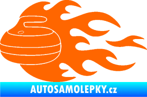 Samolepka Curling 005 levá kámen Fluorescentní oranžová