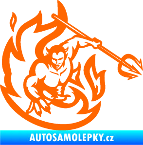 Samolepka Ďábel 002 pravá s vidlemi Fluorescentní oranžová