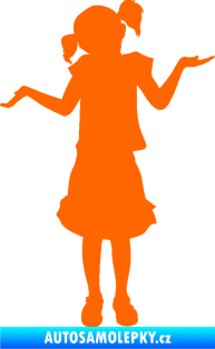 Samolepka Děti silueta 001 levá holčička krčí rameny Fluorescentní oranžová