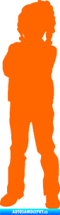 Samolepka Děti silueta 009 levá holčička Fluorescentní oranžová