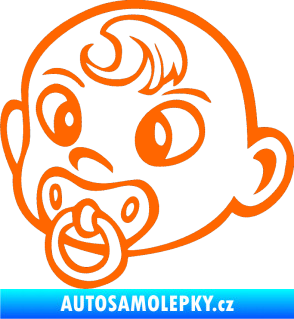 Samolepka Dítě v autě 004 levá miminko s dudlíkem hlavička Fluorescentní oranžová