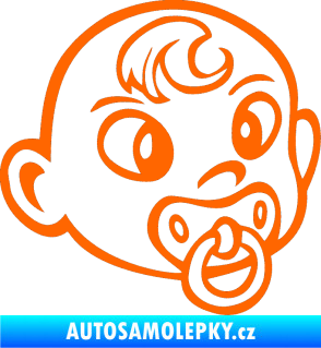 Samolepka Dítě v autě 004 pravá miminko s dudlíkem hlavička Fluorescentní oranžová