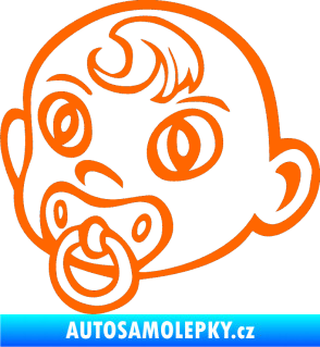 Samolepka Dítě v autě 005 levá miminko s dudlíkem hlavička Fluorescentní oranžová