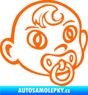 Samolepka Dítě v autě 005 pravá miminko s dudlíkem hlavička Fluorescentní oranžová