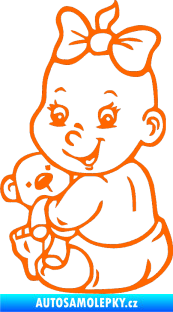 Samolepka Dítě v autě 018 levá holčička s medvídkem Fluorescentní oranžová