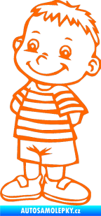 Samolepka Dítě v autě 021 levá kluk v pruhovaném tričku Fluorescentní oranžová