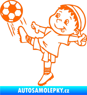 Samolepka Dítě v autě 022 levá fotbalista Fluorescentní oranžová