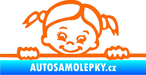 Samolepka Dítě v autě 030 levá malá slečna hlavička Fluorescentní oranžová