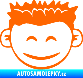 Samolepka Dítě v autě 048 pravá kluk hlavička Fluorescentní oranžová