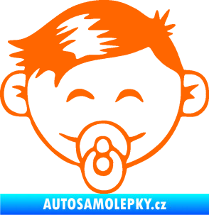 Samolepka Dítě v autě 049 levá kluk s dudlíkem Fluorescentní oranžová