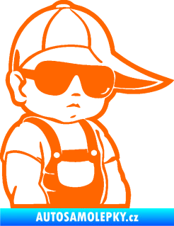 Samolepka Dítě v autě 053 pravá chlapeček v kšiltovce Fluorescentní oranžová