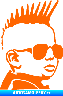 Samolepka Dítě v autě 054 pravá kluk s čírem Fluorescentní oranžová